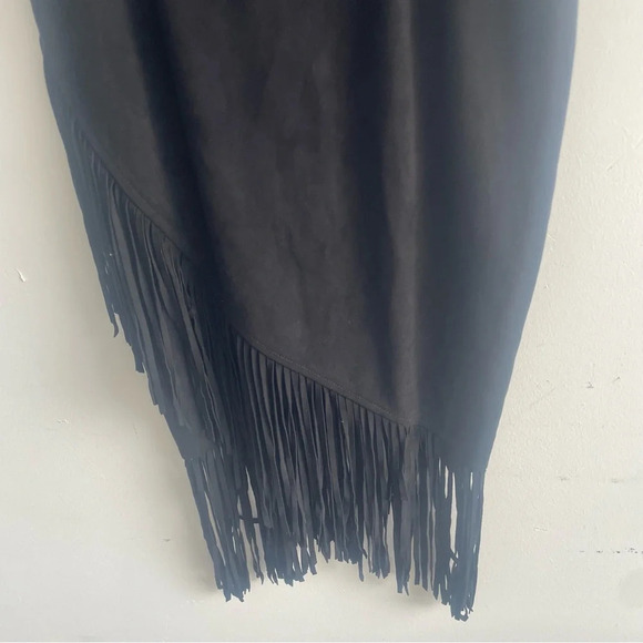 Rachel Rachel Roy black dress with fringe solid black asymmetric 33112 - Picture 8 of 12